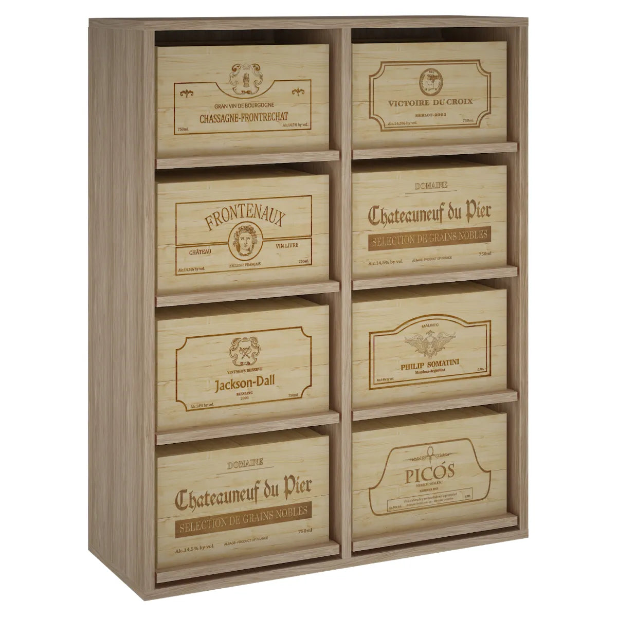 Wine rack for 8 cases of 6 bottles Expovinalia Arganza Godello 2541 – Natural oak – ER2541