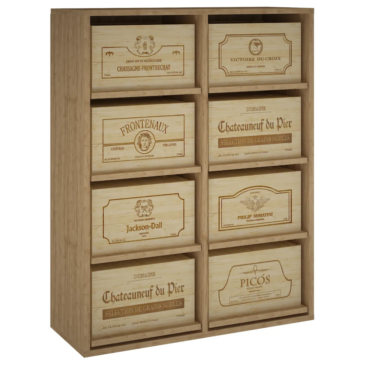 Wine rack for 8 cases of 6 bottles Expovinalia Arganza Godello 2541 – Pine with light oak finish – EX2541