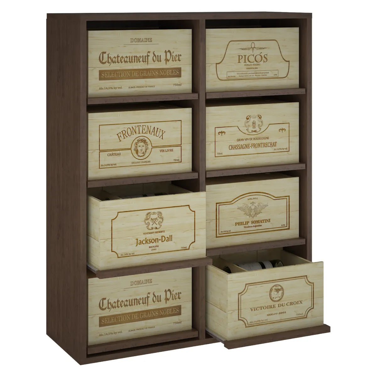Wine rack for 8 cases of 6 bottles Expovinalia Arganza Godello 2541 – Dark pine – HX2541