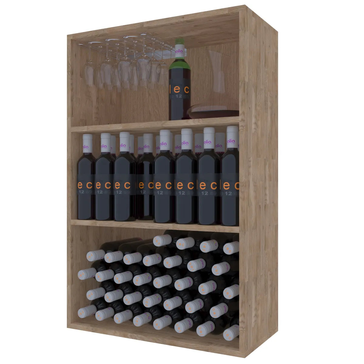 Wine rack for 96 bottles Expovinalia Corullón Godello 2523 – Pine with light oak finish – EX2523